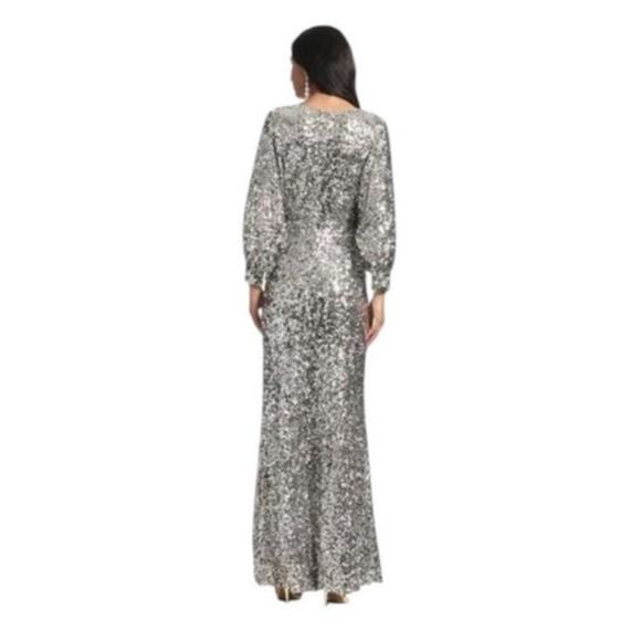 Sachin + Babi Size 8 NEW Womens Sequin Gabby Glitter Long Sleeve V Neck Gown NWT - Picture 4 of 9